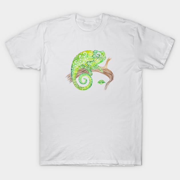 Swirly Chameleon T-Shirt by VectorInk